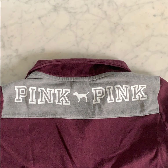 Victoria’s Secret Pink ~ Maroon and Grey 1/4 Zip - Picture 2 of 5